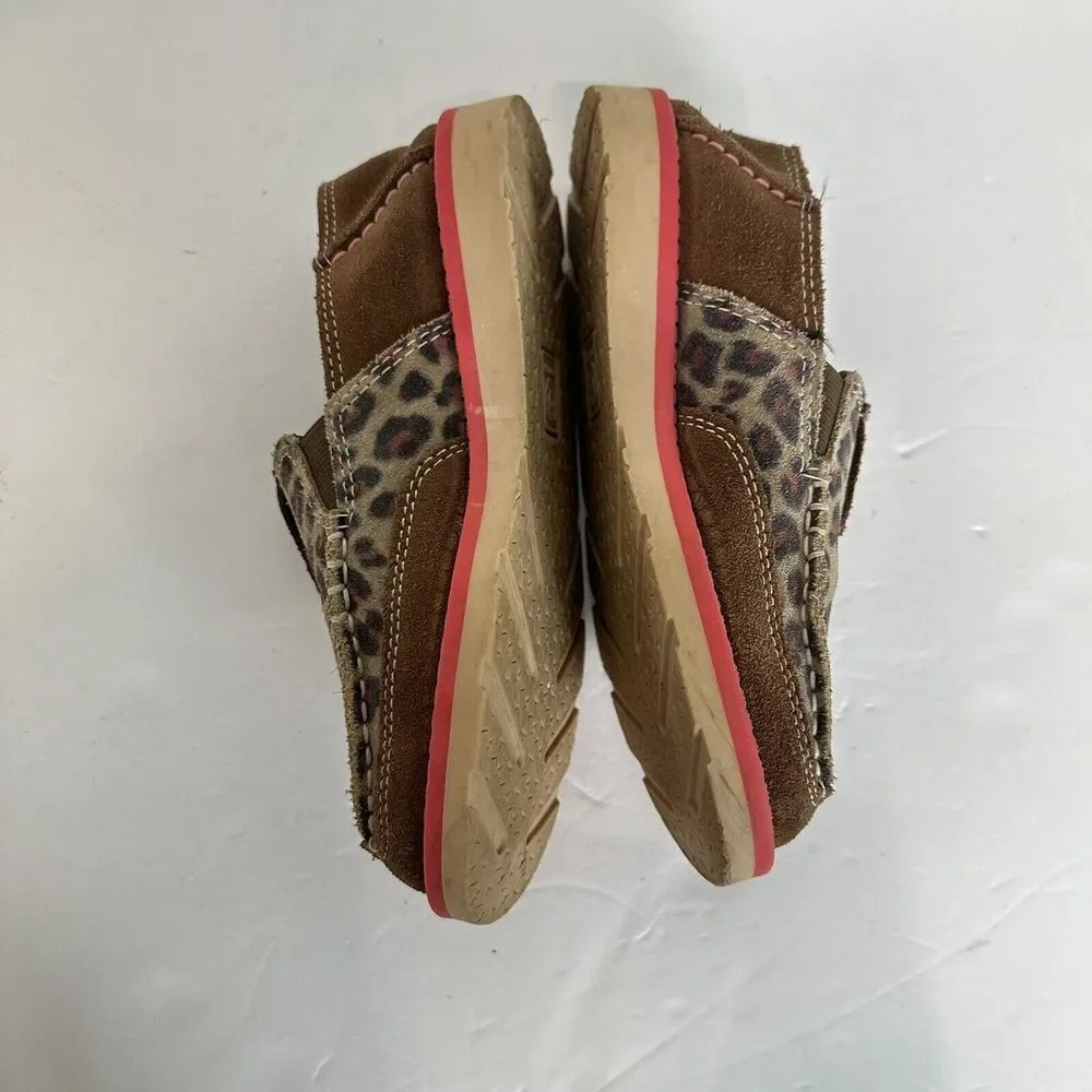 Girls‎ Kids Ariat Cruiser Pull On Brown Suede Leopard Aztec Shoes Size US 12.5